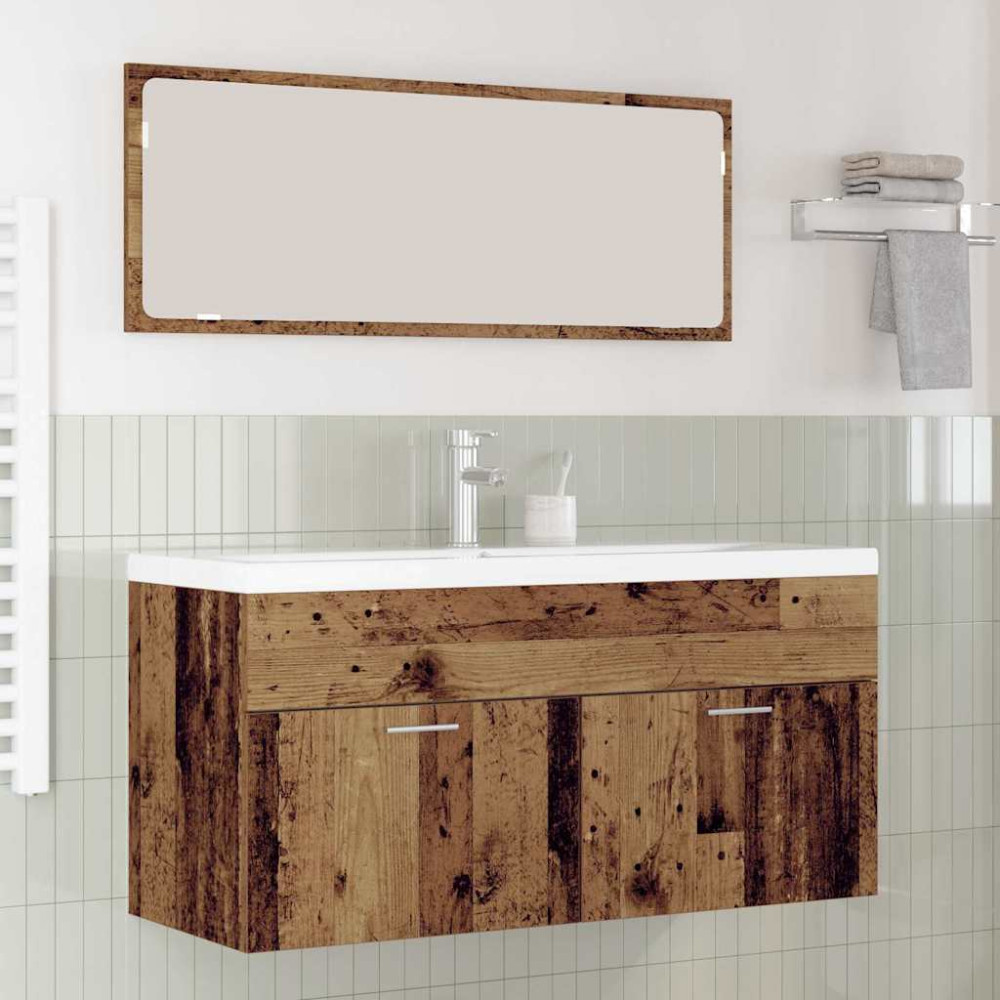 Produktbild för Badrumsskåp Gammalt trä 100 x 38,5 x 46 cm Konstruerat trä
