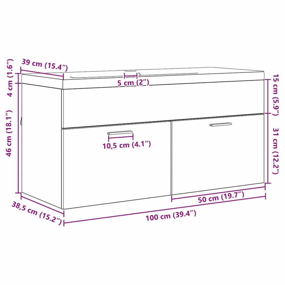Produktbild för Badrumsskåp Gammalt trä 100 x 38,5 x 46 cm Konstruerat trä