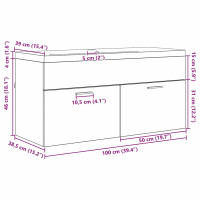 Produktbild för Badrumsskåp Svart Ek 100 x 38,5 x 46 cm Konstruerat trä