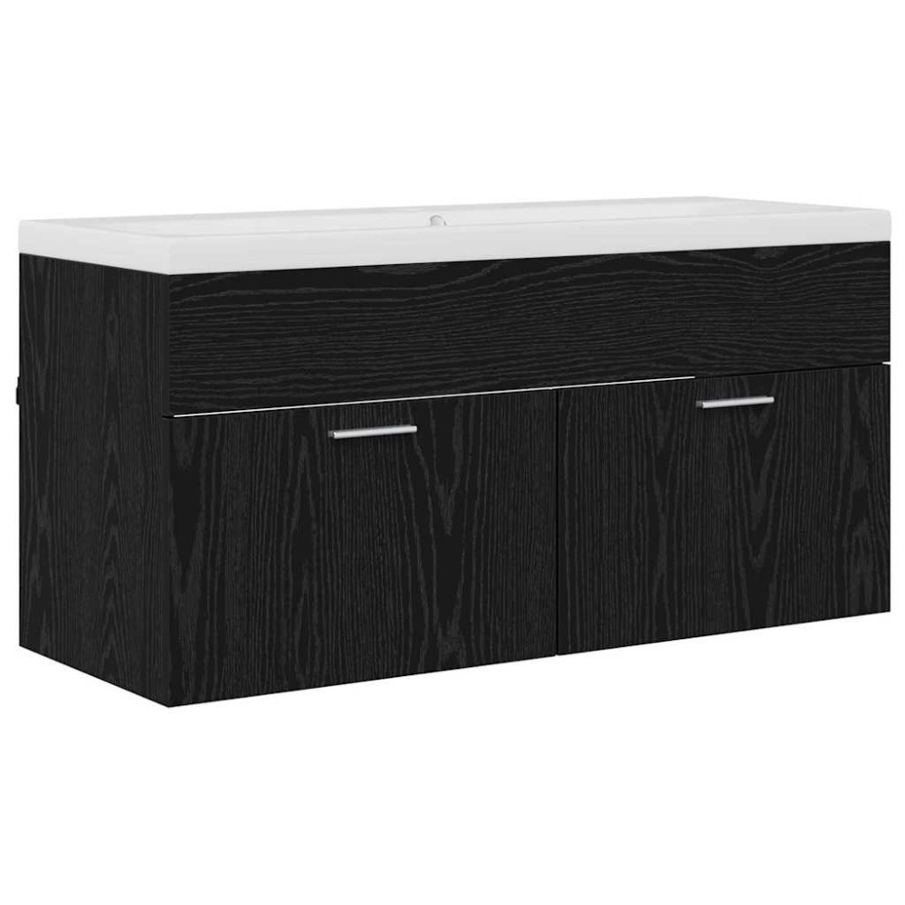 Produktbild för Badrumsskåp Svart Ek 100 x 38,5 x 46 cm Konstruerat trä