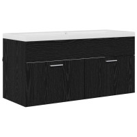 Produktbild för Badrumsskåp Svart Ek 100 x 38,5 x 46 cm Konstruerat trä