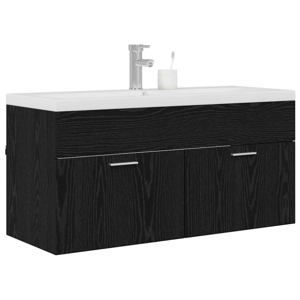 Produktbild för Badrumsskåp Svart Ek 100 x 38,5 x 46 cm Konstruerat trä