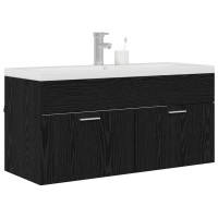 Produktbild för Badrumsskåp Svart Ek 100 x 38,5 x 46 cm Konstruerat trä