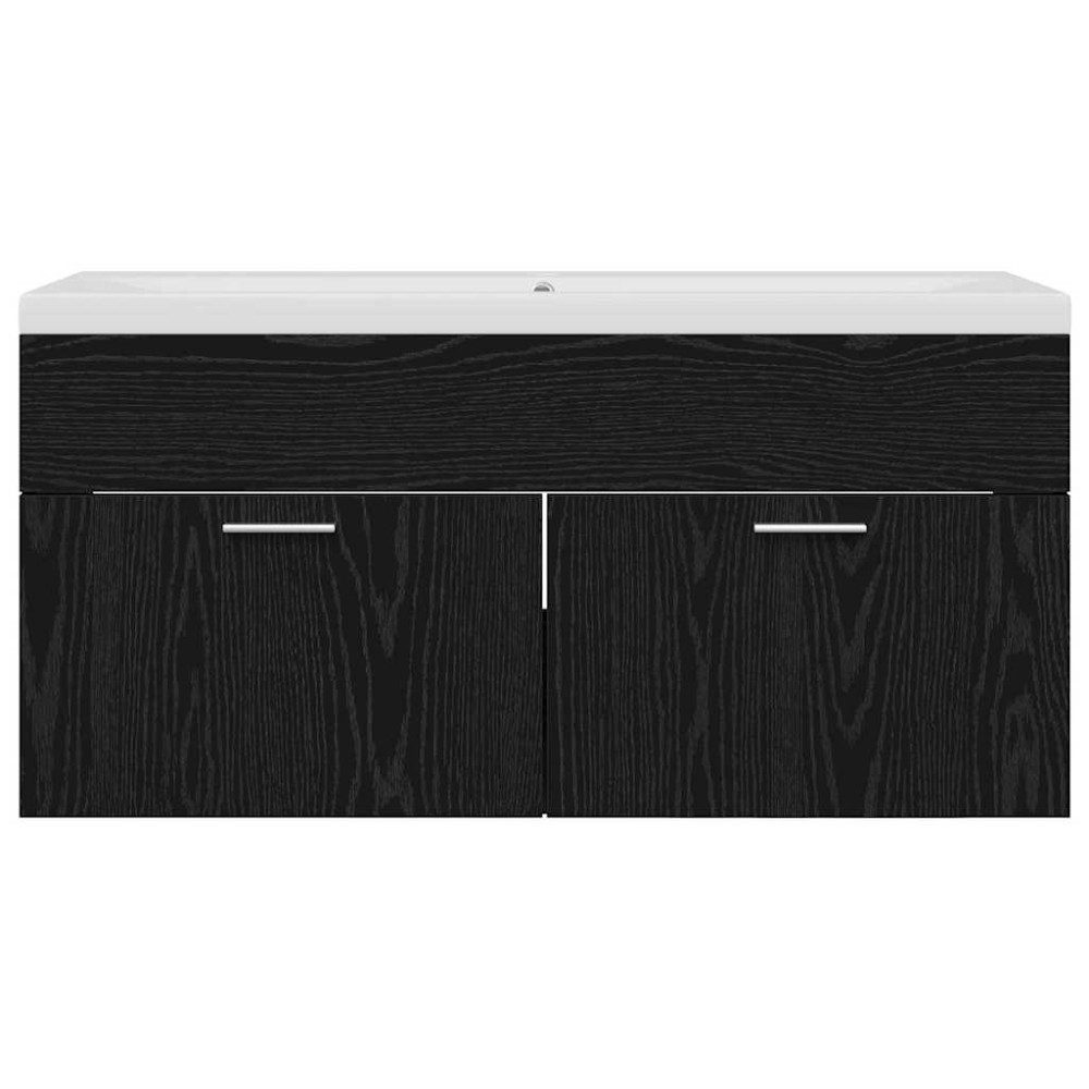 Produktbild för Badrumsskåp Svart Ek 100 x 38,5 x 46 cm Konstruerat trä