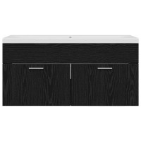 Produktbild för Badrumsskåp Svart Ek 100 x 38,5 x 46 cm Konstruerat trä