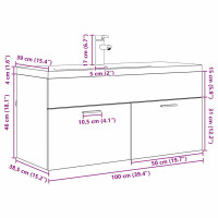 Produktbild för Badrumsskåp Svart Ek 100 x 38,5 x 46 cm Konstruerat trä
