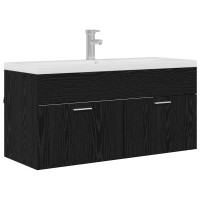 Produktbild för Badrumsskåp Svart Ek 100 x 38,5 x 46 cm Konstruerat trä