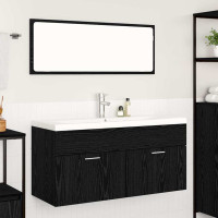 Produktbild för Badrumsskåp Svart Ek 100 x 38,5 x 46 cm Konstruerat trä