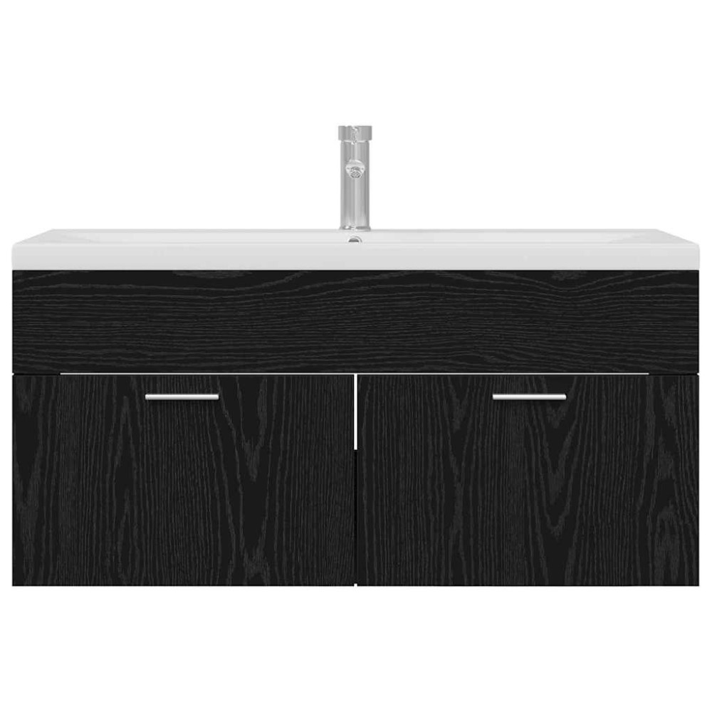 Produktbild för Badrumsskåp Svart Ek 100 x 38,5 x 46 cm Konstruerat trä
