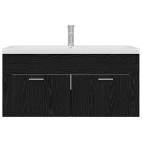 Produktbild för Badrumsskåp Svart Ek 100 x 38,5 x 46 cm Konstruerat trä