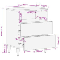 Produktbild för Sängbord Flerfärgsdesign 50 x 33 x 60 cm Massivt mangoträ