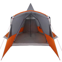 Produktbild för Tält för 8 personer med tak Grå och orange 720 x 465 x 295 cm