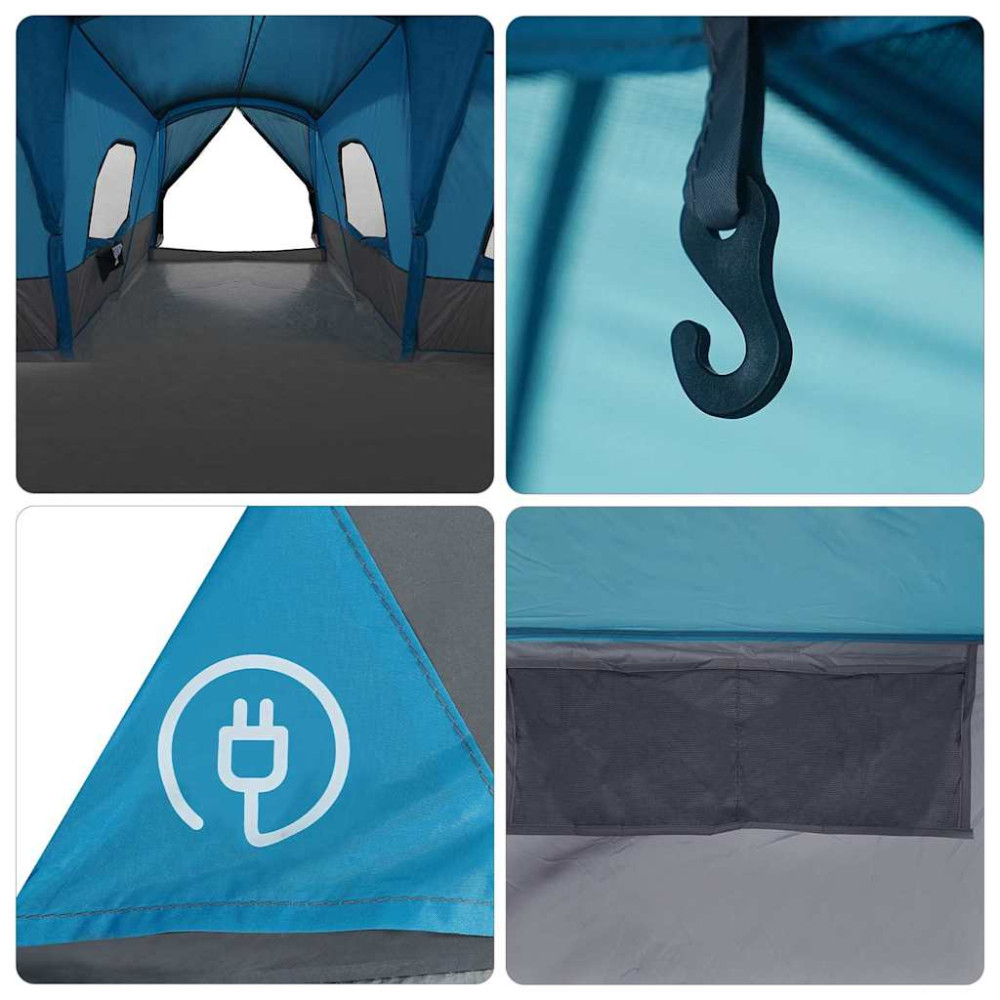 Produktbild för Tält för 16 personer med tak med lagring Blå 680 x 510 x 210 cm
