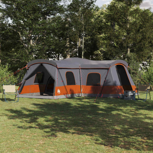 vidaXL Tält för 16 personer med tak Grå och orange 680 x 510 x 210 cm