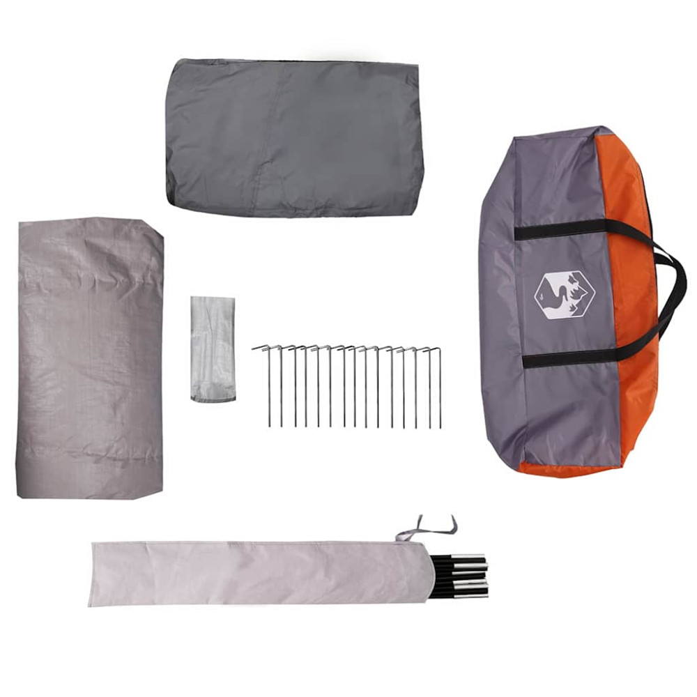Produktbild för Tält för 16 personer med tak Grå och orange 680 x 510 x 210 cm