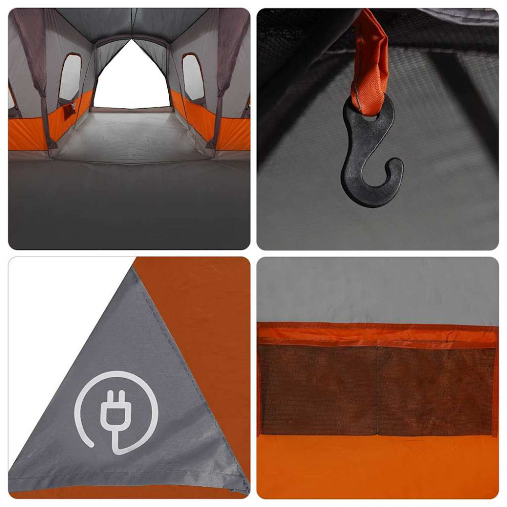 Produktbild för Tält för 16 personer med tak Grå och orange 680 x 510 x 210 cm