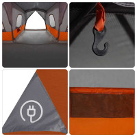 Produktbild för Tält för 16 personer med tak Grå och orange 680 x 510 x 210 cm
