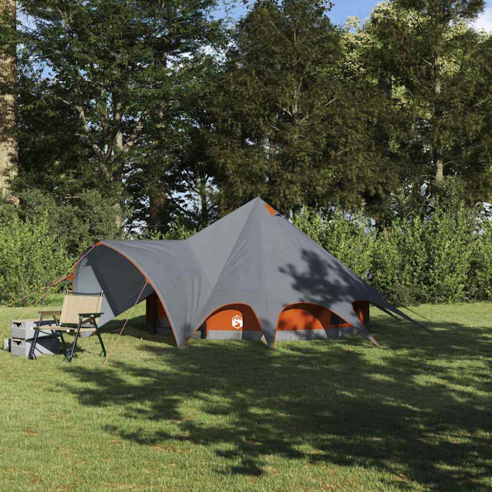 Produktbild för Tält för 3 personer med tak Grå och orange 600 x 600 x 347 cm