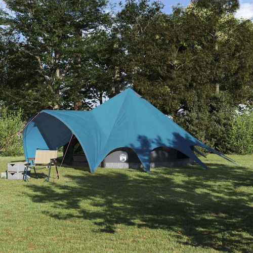vidaXL Tält för 5 personer med tak Blå och grå 415 x 415 x 247 cm