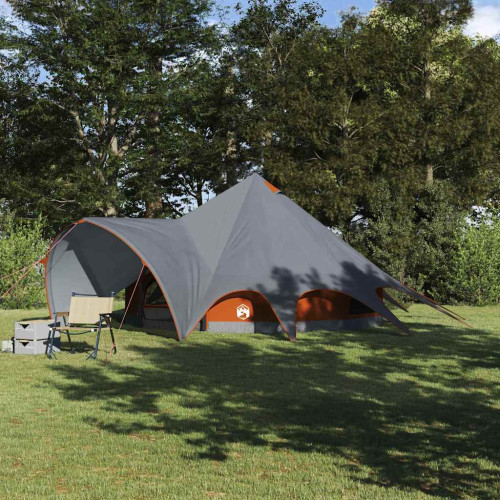 vidaXL Tält för 5 personer med tak Grå och orange 415 x 415 x 247 cm
