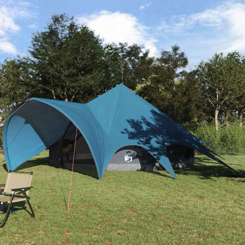 vidaXL Tält för 7 personer med tak Blå och grå 600 x 600 x 347 cm