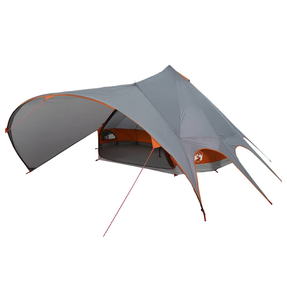 Produktbild för Tält för 7 personer med tak Grå och orange 600 x 600 x 347 cm
