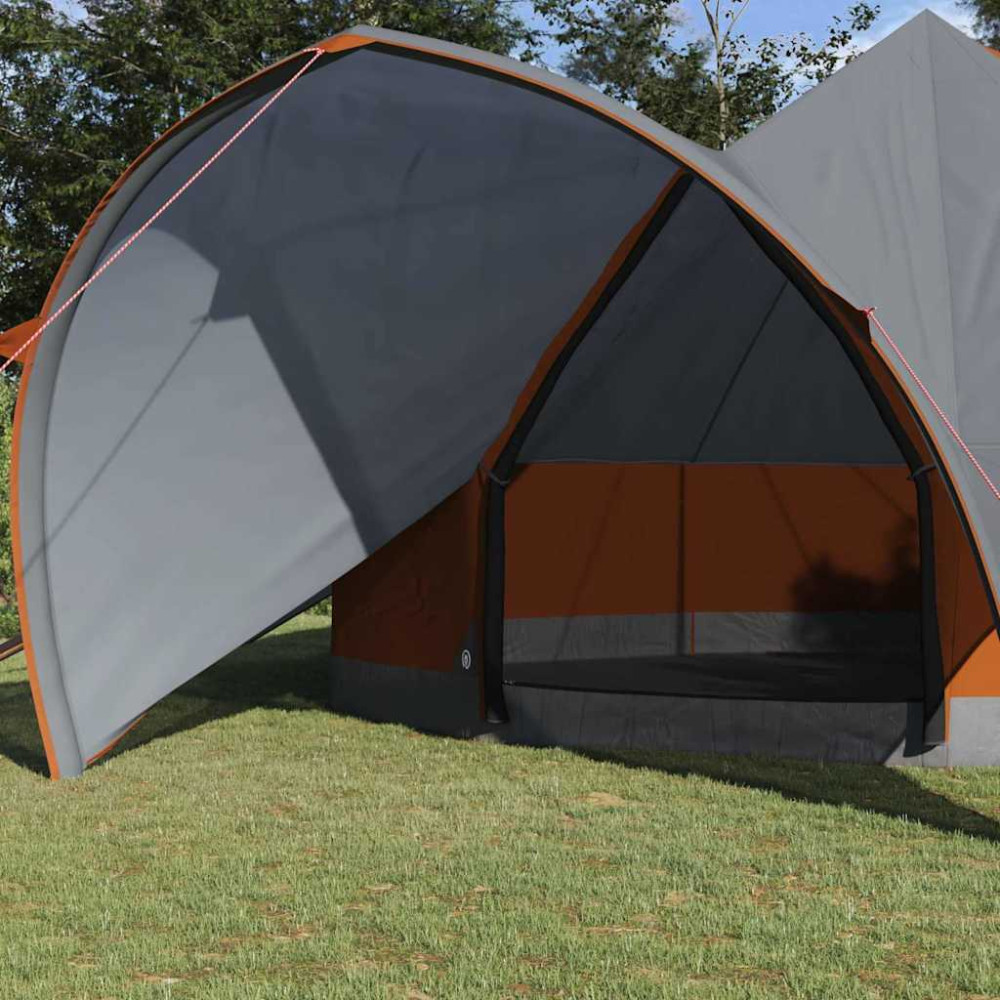 Produktbild för Tält för 7 personer med tak Grå och orange 600 x 600 x 347 cm