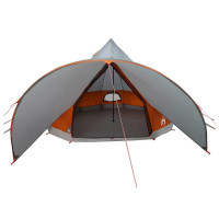 Produktbild för Tält för 7 personer med tak Grå och orange 600 x 600 x 347 cm