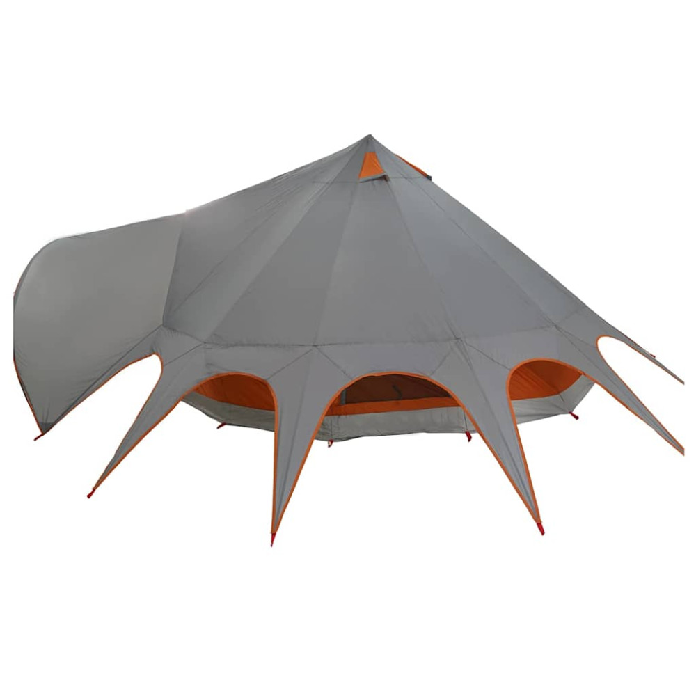 Produktbild för Tält för 7 personer med tak Grå och orange 600 x 600 x 347 cm