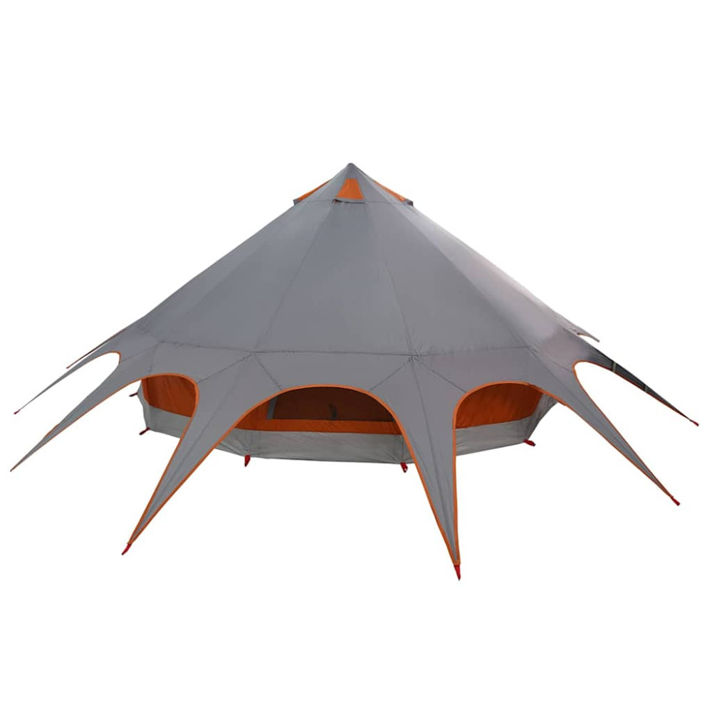 Produktbild för Tält för 7 personer med tak Grå och orange 600 x 600 x 347 cm