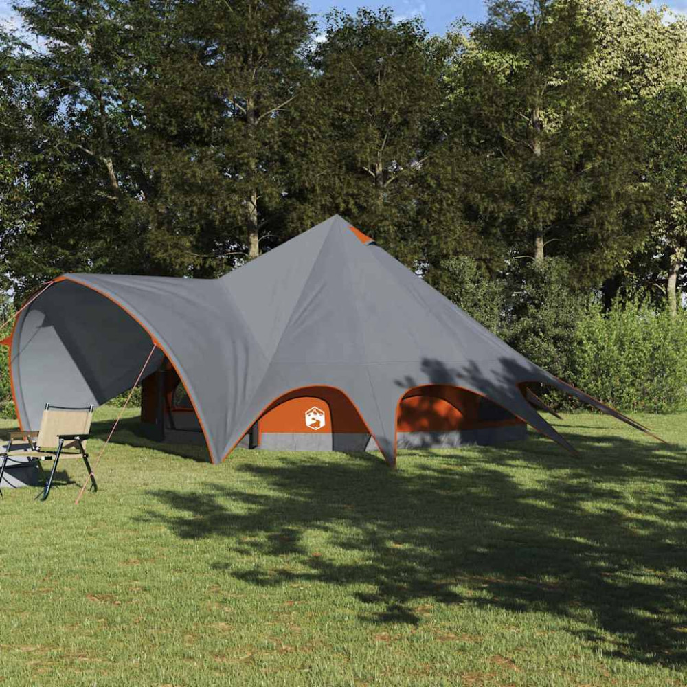 Produktbild för Teepee Tält 9-Personer Grå och orange 502 x 502 x 297 cm