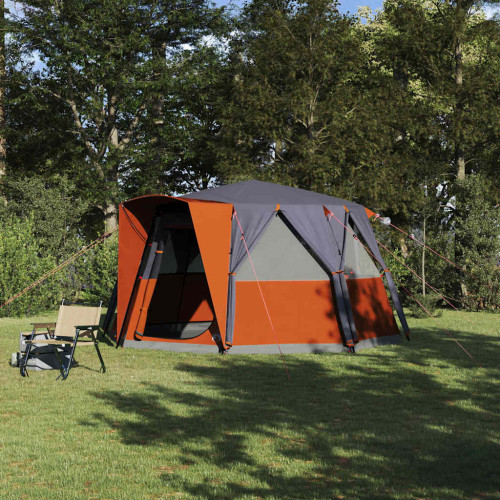 vidaXL Kabitent för 6 personer Grå och orange 425 x 396 x 222 cm