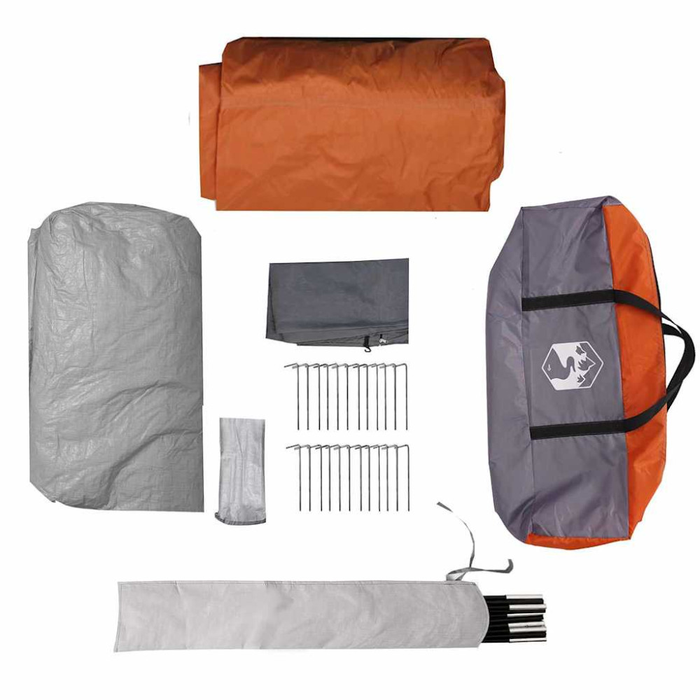 Produktbild för Tunnel Tält 4-Personer Grå och orange 778 x 356 x 210 cm