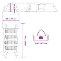 Produktbild för Tunnel Tält 4-Personer Grå och orange 778 x 356 x 210 cm