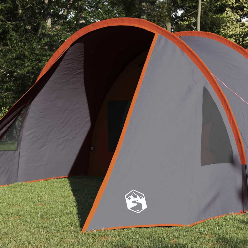 Produktbild för Tunnel Tält 4-Personer Grå och orange 778 x 356 x 210 cm
