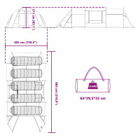 Produktbild för Tunnel Tält 5-Personer med tak Grön och Vit 805 x 405 x 211 cm
