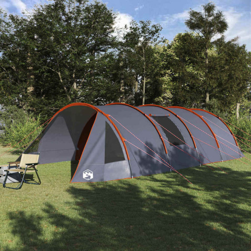vidaXL Tunnel Tent 6-Person med tak Grå och orange 890 x 470 x 220 cm