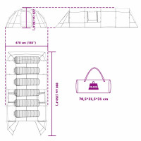 Produktbild för Tunnel Tent 6-Person med tak Grå och orange 890 x 470 x 220 cm