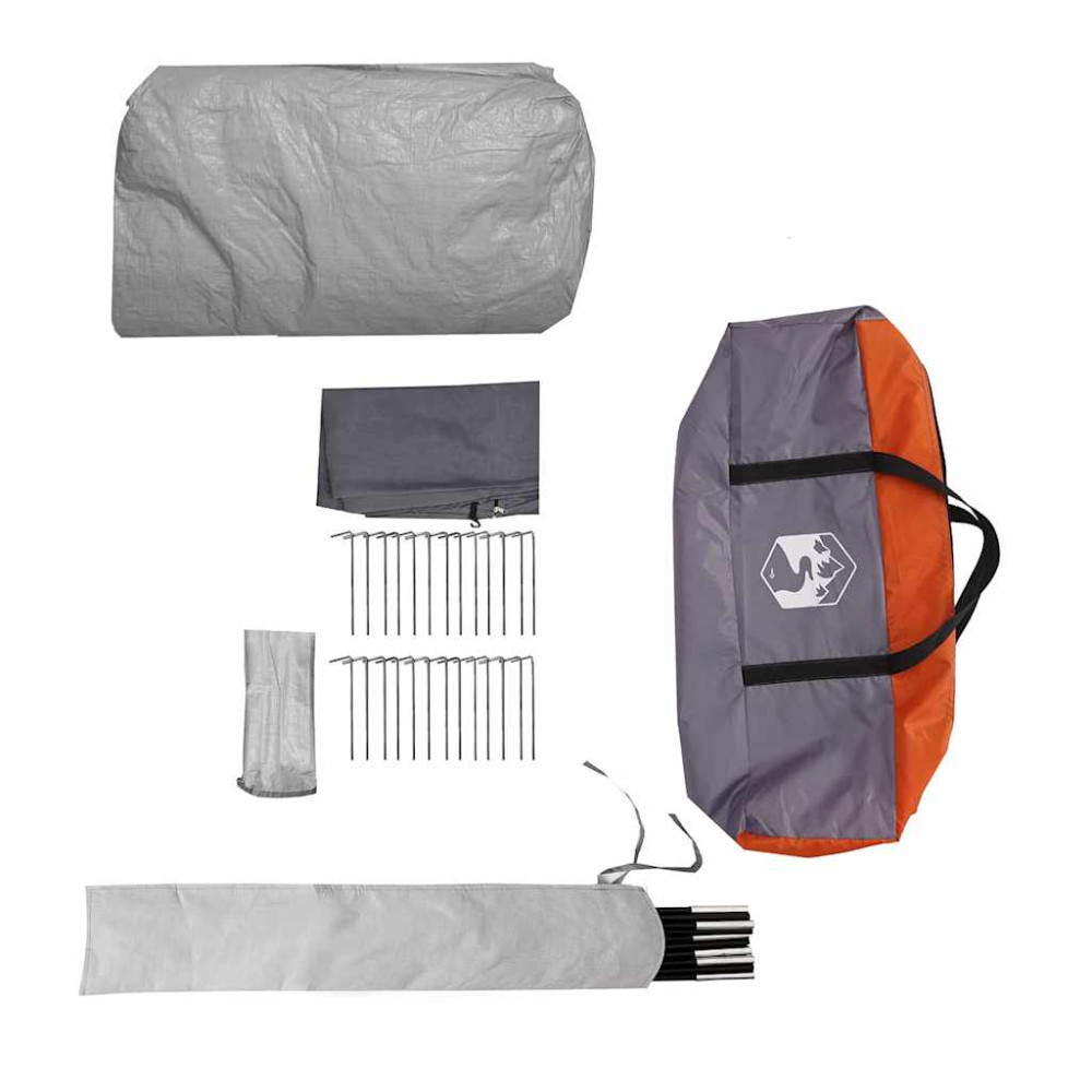Produktbild för Tunnel tält för 6 personer Grå och orange 700 x 590 x 215 cm