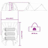 Produktbild för Tunnel Tent 3-Person med tak Blå och grå 328 x 228 x 115 cm