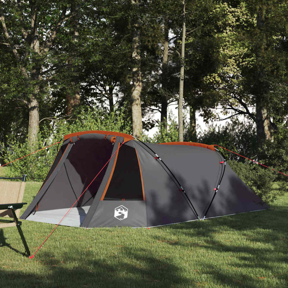 Produktbild för Tunnel Tent 3-Person med tak Grå och orange 328 x 228 x 115 cm