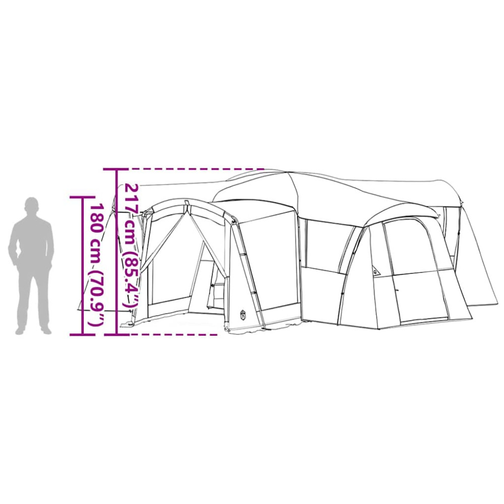 Produktbild för Familjetält 20-personer med tak Grön och Vit 745 x 700 x 217 cm