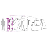 Produktbild för Familjetält 20-personer med tak Grön och Vit 745 x 700 x 217 cm