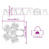 Produktbild för Familjetält 20-personer med tak Blå och grå 745 x 700 x 217 cm