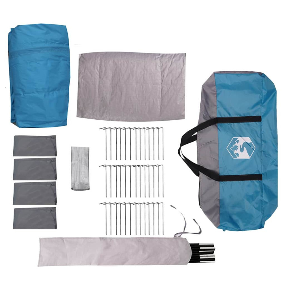 Produktbild för Familjetält 20-personer med tak Blå och grå 745 x 700 x 217 cm