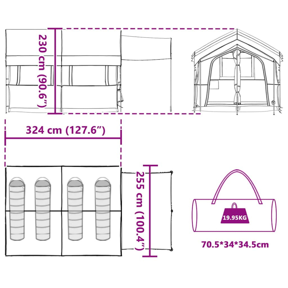 Produktbild för Familjedom 4-personer med tak Blå och grå 324 x 255 x 230 cm