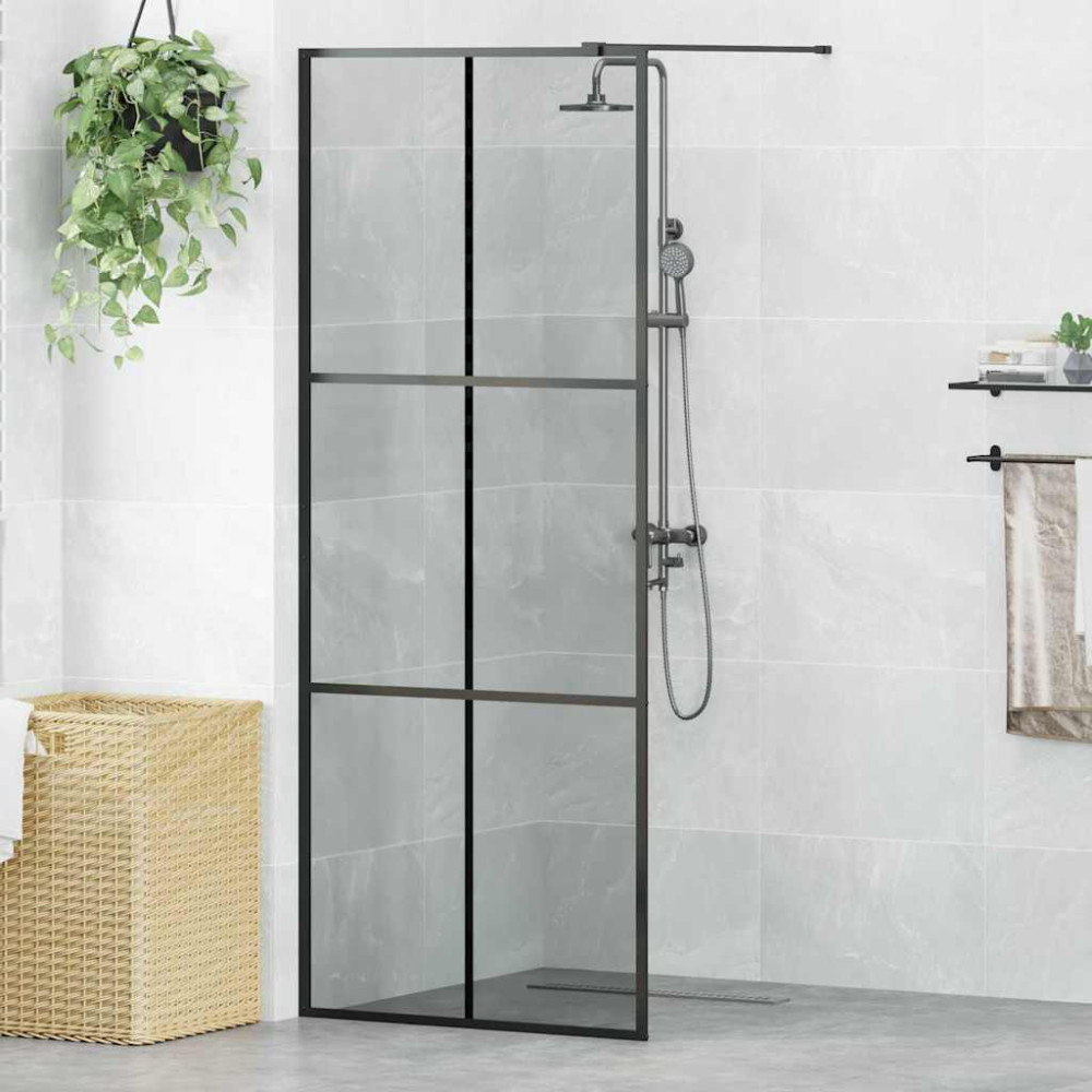 Produktbild för Walk-in Duschvägg Svart 80 x 195 cm härdat glas