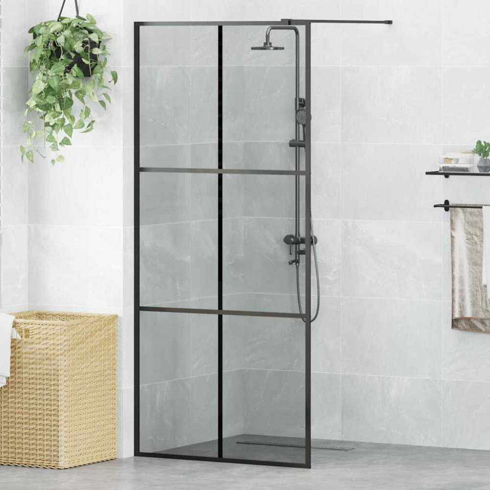 Produktbild för Walk-in Duschvägg Svart 90 x 195 cm härdat glas