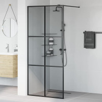 Produktbild för Walk-in Duschvägg Svart 90 x 195 cm härdat glas