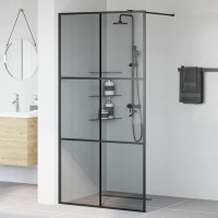 Produktbild för Walk-in Duschvägg Svart 100 x 195 cm härdat glas